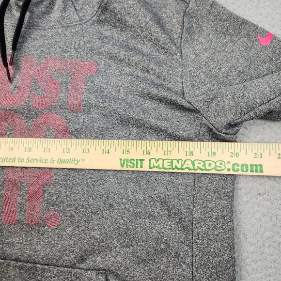NIKE Dri-Fit Hoodie Womens Medium Gray Kangaroo Pocket Activewear Sweatshirt - Picture 6 of 11